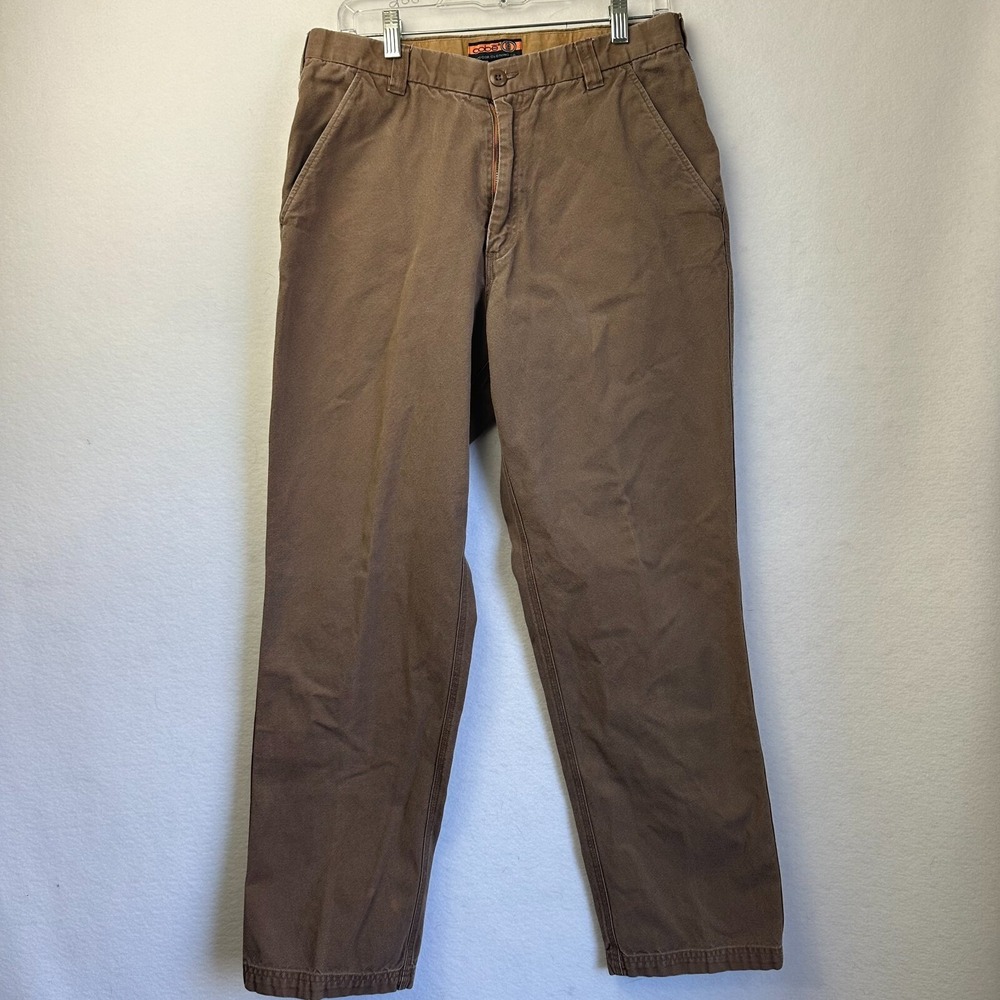 Oobe Mens Canvas Chino Pants Brown‎ Straight Leg Workwear Casual Trousers
